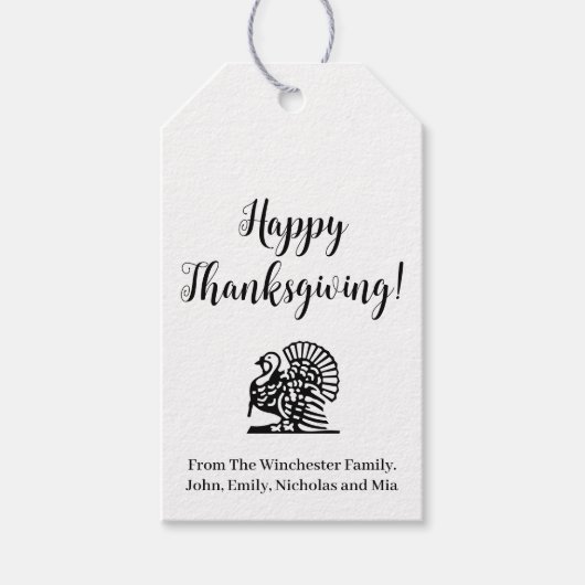 Happy Thanksgiving grappig aangepast script op kal Cadeaulabel (Voorkant)