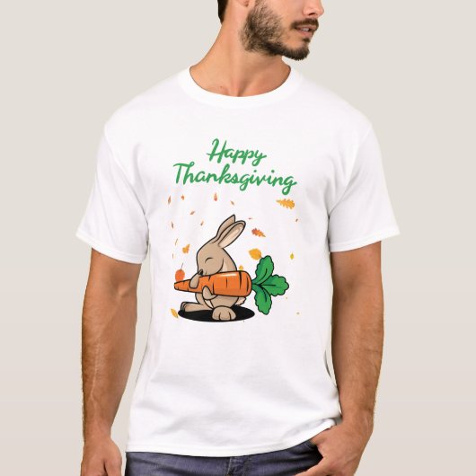 Happy Thanksgiving Grappig Konijn T-shirt (Voorkant)