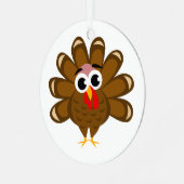 Happy Thanksgiving grappige cartoon Metalen Ornament (Voorkant links)
