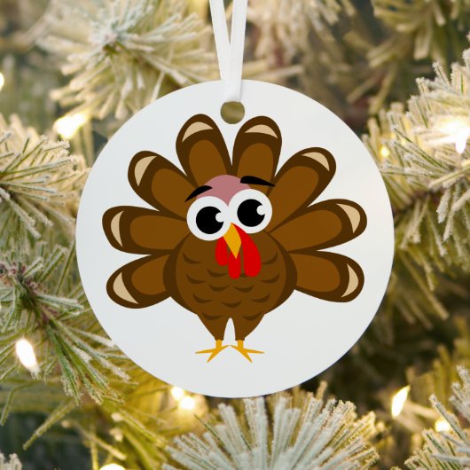 Happy Thanksgiving grappige cartoon Metalen Ornament (Insitu)