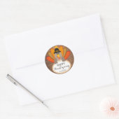 Happy Thanksgiving grappige kalkoen rustieke bosst Ronde Sticker (Envelop)