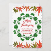 Happy Thanksgiving Green Wreath Maple Leaves Feestdagenkaart (Voorkant)