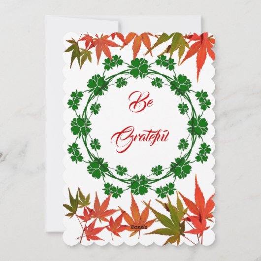 Happy Thanksgiving Green Wreath Maple Leaves Feestdagenkaart (Achterkant)