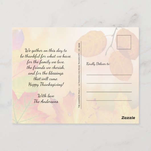 Happy Thanksgiving Greetings Briefkaart (Achterkant)