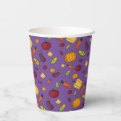 Happy thanksgiving groenten patroon lavendel papieren bekers (Achterkant)