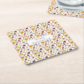 Happy thanksgiving groenten patroon wit kartonnen onderzetters (Schuin)