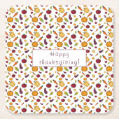 Happy thanksgiving groenten patroon wit kartonnen onderzetters (Voorkant)