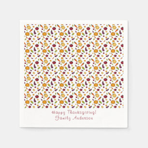 Happy thanksgiving groenten patroon wit servet