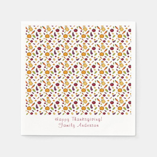 Happy thanksgiving groenten patroon wit servet (Voorkant)