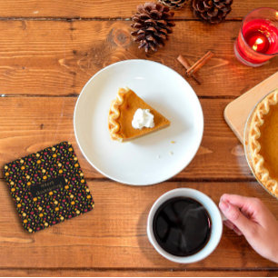 Happy thanksgiving groenten patroon zwart kartonnen onderzetters