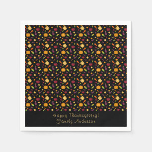 Happy thanksgiving groenten patroon zwart servet