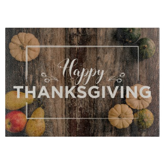 Happy Thanksgiving-groet met pompoenen Snijplank (Voorkant)