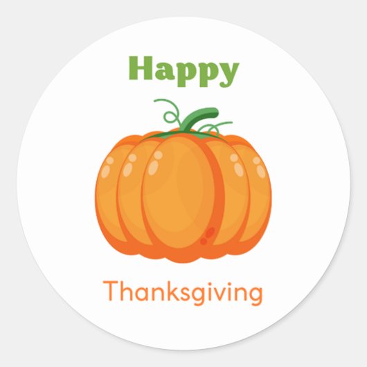 Happy Thanksgiving grote pompoen Ronde Sticker (Voorkant)