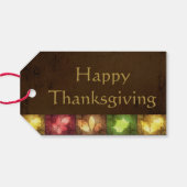 Happy Thanksgiving Grunge Leaves Cadeaulabel (Achterkant Horizontaal)