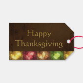 Happy Thanksgiving Grunge Leaves Cadeaulabel (Voorkant (Horizontaal))