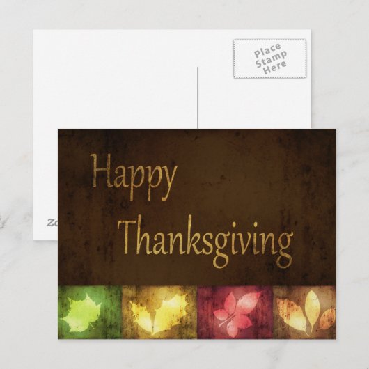 Happy Thanksgiving Grunge Leaves Feestdagenkaart (Voorkant / Achterkant)