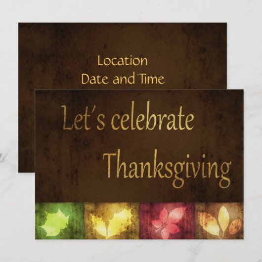 Happy Thanksgiving Grunge Leaves Kaart (Voorkant / Achterkant)