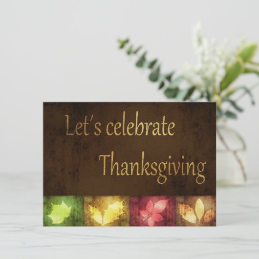 Happy Thanksgiving Grunge Leaves Kaart (Staand voorkant)