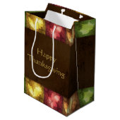 Happy Thanksgiving Grunge Leaves Medium Cadeauzakje (Achterkant Gekanteld)