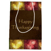 Happy Thanksgiving Grunge Leaves Medium Cadeauzakje (Achterkant)