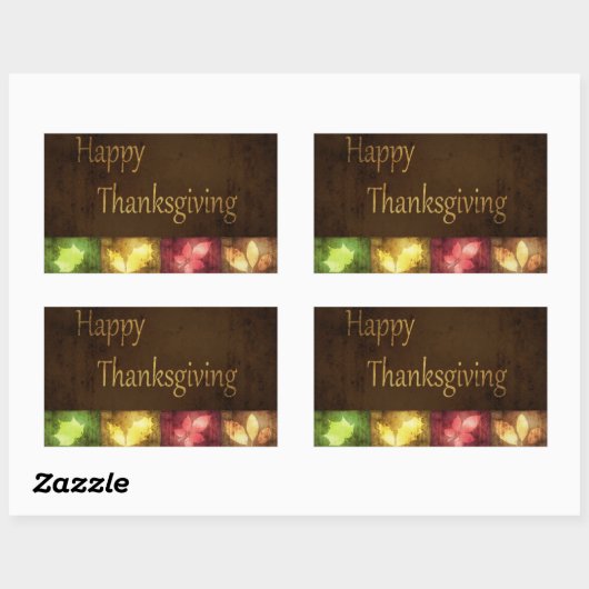 Happy Thanksgiving Grunge Leaves Rechthoekige Sticker (Vel)