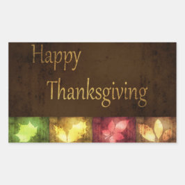 Happy Thanksgiving Grunge Leaves Rechthoekige Sticker