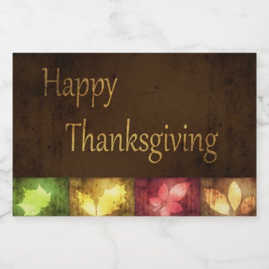Happy Thanksgiving Grunge Leaves Voedselcontainer Etiket (Enkel label)