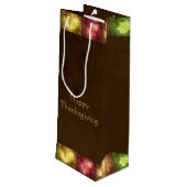 Happy Thanksgiving Grunge Leaves Wijn Cadeautas (Achterkant Gekanteld)