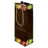 Happy Thanksgiving Grunge Leaves Wijn Cadeautas (Voorkant Gekanteld)