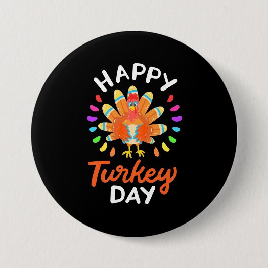 Happy Thanksgiving Happy Turkije Dag Ronde Button 7,6 Cm (Voorkant)