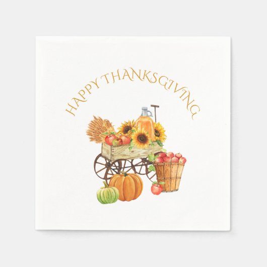 Happy Thanksgiving Harvest Flowers en Produce Servet (Voorkant)