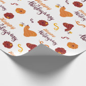 Happy Thanksgiving Harvest Pumpkin White Seamless Cadeaupapier (Hoek)