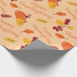 Happy Thanksgiving Harvest Pumpkins & Autumn Leaf Cadeaupapier