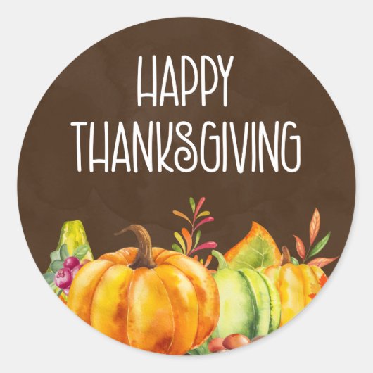 Happy Thanksgiving Harvest Pumpkins Ronde Sticker (Voorkant)