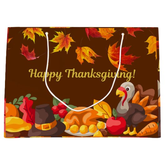 Happy Thanksgiving Harvest - Turkije en groenten Groot Cadeauzakje (Voorkant)