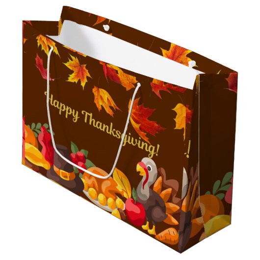 Happy Thanksgiving Harvest - Turkije en groenten Groot Cadeauzakje (Voorkant Gekanteld)