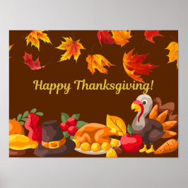 Happy Thanksgiving Harvest - Turkije en groenten Poster
