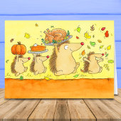Happy Thanksgiving Hedgehogs Greeting  Kaart