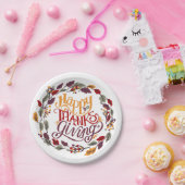 Happy Thanksgiving Herfst Autumn Leaves Wreate Papieren Bordje (Feest)