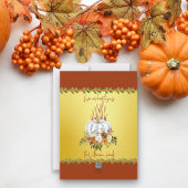 Happy Thanksgiving Herfst Bloemen Pompoen Flat Yel Feestdagenkaart
