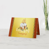 Happy Thanksgiving Herfst Bloemen Pompoen Geel Kaart (Voorkant)
