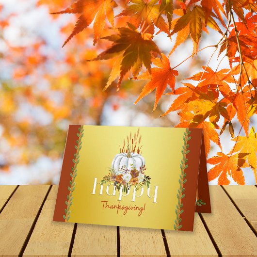 Happy Thanksgiving Herfst Bloemen Pompoen Geel Kaart
