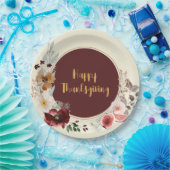 Happy Thanksgiving Herfst Bloemen & Vijgen Papieren Bordje (Feest)