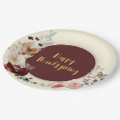 Happy Thanksgiving Herfst Bloemen & Vijgen Papieren Bordje (Gekanteld)