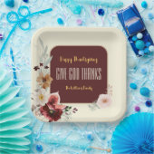 Happy Thanksgiving Herfst Bloemen & Vijgen Papieren Bordje (Feest)