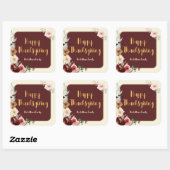 Happy Thanksgiving Herfst Bloemen & Vijgen Vierkante Sticker (Vel)