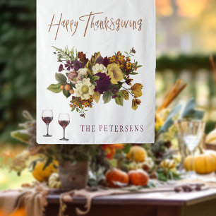 Happy Thanksgiving herfst bloemenfamilienaam Wandkleed