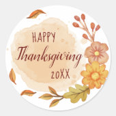 Happy Thanksgiving Herfst Classic Ronde Sticker (Voorkant)