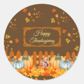 Happy Thanksgiving Herfst Classic Ronde Sticker (Voorkant)