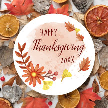 Happy Thanksgiving Herfst Classic Ronde Sticker